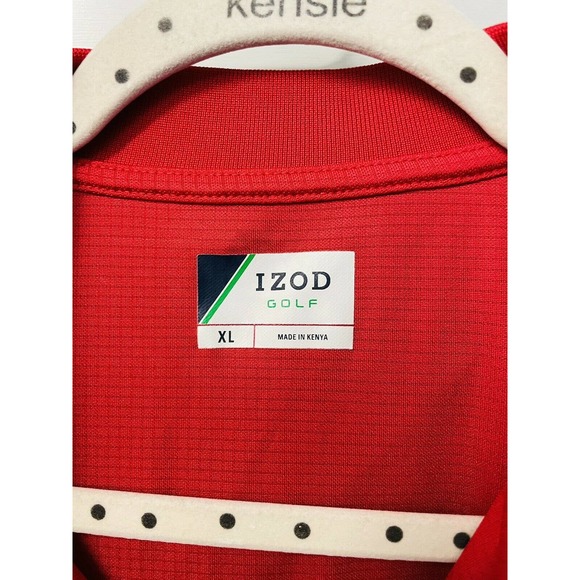 IZOD Mens Active Polo Shirt Red Size XL Grid-Print Stretch Golf - Picture 10 of 10